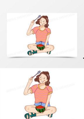 吃瓜女生手绘,吃瓜女生的趣味日常